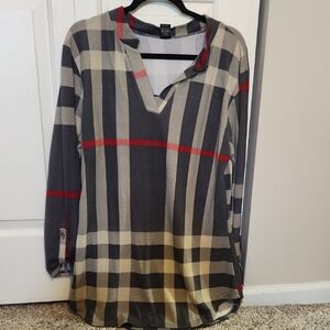 Plaid Long Sleeve Top